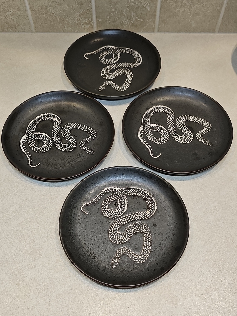 Threshold Snake Stoneware Appetizer Plates 4pc. Set